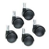 SAFCO PRODUCTS 5132 TaskMaster Hard Floor Casters, Grip Ring Stem, 2" Wheel, Black, 5/Set