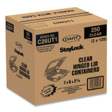DART C26UT1 StayLock Clear Hinged Lid Containers, 6 x 7 x 2.1, Clear, Plastic, 125/Packs, 2 Packs/Carton