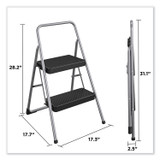 COSCO 11137PBL1E 2-Step Folding Steel Step Stool, 200 lb Capacity, 28.13" Working Height, Cool Gray
