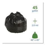 STOUT by Envision™ P4045K20 Insect-Repellent Trash Bags, 45 gal, 2 mil, 40" x 45", Black, 65/Box