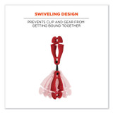 TENACIOUS HOLDINGS, INC. ergodyne® 19513BULK Squids 3420 Dual Clip Swivel Glove Clip Holder, 1 x 0.6 x 5.5, Acetal Copolymer, Red,100/Pack