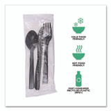ECO-PRODUCTS,INC. EP-S115 100% Recycled Content Cutlery Kit, Heavyweight Fork/Knife/Soup Spoon/Spoon, Plastic, Black, 250/Carton