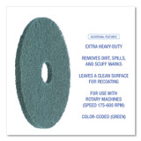BOARDWALK 4016GRE Heavy-Duty Scrubbing Floor Pads, 16" Diameter, Green, 5/Carton