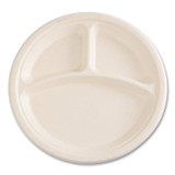 BOARDWALK PLT3C10NPFA Bagasse PFAS-Free Dinnerware, Plate, 10" dia, 3-Compartment, Tan, 500/Carton