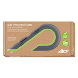 SLICE, INC. 10503 Box Cutters, Double Sided, Replaceable, 1.29" Stainless Steel Blade, 7" Nylon Handle, Gray/Green