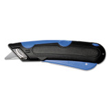 CONSOLIDATED STAMP COSCO 091524 Easycut Self-Retracting Cutter with Safety-Tip Blade, Holster and Lanyard, 6" Plastic Handle, Black/Blue