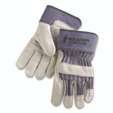 MCR SAFETY 1935XL Mustang Leather Palm Gloves, Gunn Cut, Wing Thumb, X-Large, Blue/Cream, 12 Pairs