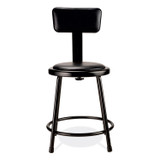 NATIONAL PUBLIC SEATING NPS® 6418B10 6400 Series Heavy Duty Vinyl Padded Stool with Backrest, Supports 300 lb, 18" Seat Height, Black Seat, Black Back, Black Base
