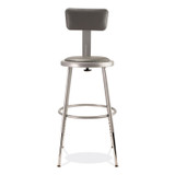 NATIONAL PUBLIC SEATING NPS® 6418HB 6400 Series Height Adjustable Heavy Duty Padded Stool with Backrest, Supports Up to 300 lb, 19" to 27" Seat Height, Gray
