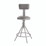 NATIONAL PUBLIC SEATING NPS® 6524HB 6500 Series Height Adj Heavy Duty Vinyl Swivel Stool with Backrest, Supports Up to 500 lb, 24" to 30" Seat Height, Gray
