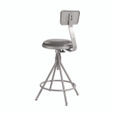 NATIONAL PUBLIC SEATING NPS® 6524HB 6500 Series Height Adj Heavy Duty Vinyl Swivel Stool with Backrest, Supports Up to 500 lb, 24" to 30" Seat Height, Gray