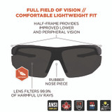 TENACIOUS HOLDINGS, INC. ergodyne® 59035 Skullerz SKOLL Anti-Scratch/Anti-Fog Safety Glasses, Matte Black Nylon Impact Frame, Smoke Polycarbonate Lens