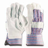 PROTECTIVE INDUSTRIAL PRODUCTS INC PIP 847532M B/C Grade Shoulder Split Cowhide Leather Palm Gloves, Gunn Cut, Wing Thumb, Medium, Blue/Gray, 12 Pairs