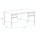 ALERA HSD6030CM Double Pedestal Steel Desk, 60" x 30" x 29.5", Mahogany/Charcoal, Charcoal Legs