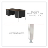 ALERA SD6030BM Double Pedestal Steel Desk, 60" x 30" x 29.5", Mocha/Black, Chrome-Plated Legs