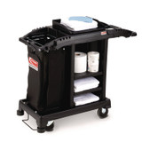 SUNCAST CORPORATION Commercial® HKCCT100 Compact Standard Housekeeping Cart, Plastic, 1 Shelf, 23.25" x 53.18" x 46.57", Black