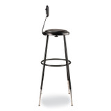 NATIONAL PUBLIC SEATING NPS® 6430HB10 6400 Series Height Adjustable Heavy Duty Vinyl Padded Stool with Backrest, Supports 300 lb, 32" to 39" Seat Height, Black