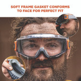 TENACIOUS HOLDINGS, INC. ergodyne® 60302 Skullerz MODI OTG Anti-Scratch and Enhanced Anti-Fog Safety Goggles with Neoprene Strap, Clear Lens