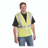 PROTECTIVE INDUSTRIAL PRODUCTS INC PIP 302MVGZ4PLY2 ANSI Class 2 Four Pocket Zipper Safety Vest, Polyester Mesh, 2X-Large, Hi-Viz Lime Yellow