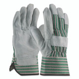 PROTECTIVE INDUSTRIAL PRODUCTS INC PIP 836563S Bronze Series Leather/Fabric Work Gloves, Gunn Cut, Wing Thumb, Small (Size 7), Gray/Green, 12 Pairs