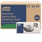 SCA TISSUE Tork® 570481 Industrial Heavy-Duty Cleaning Cloth, 1-Ply, 13.97 x, 4.25, Unscented, White, 60 Cloths, 4/Carton
