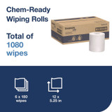 SCA TISSUE Tork® 192840 Chem-Ready Wiping Rolls, 1-Ply, 12 x 5.25, White, 180 Sheets, 6 Rolls/Carton