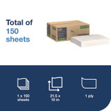 SCA TISSUE Tork® 192197 Foodservice Cleaning Towel, 1-Ply, 5 x 10.75, White, 150 Sheets/Carton