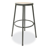 ALERA IS6630G Industrial Metal Shop Stool, Backless, Supports Up to 300 lb, 30" Seat Height, Brown Seat, Gray Base