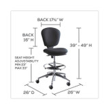 SAFCO PRODUCTS 3442BL Metro Collection Extended-Height Chair, Supports Up to 250 lb, 23" to 33" Seat Height, Black Seat/Back, Chrome Base