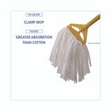 BOARDWALK BW1020 Cut-End Wet Mop Head, Rayon/Polyester, Non-Woven, White, 20oz