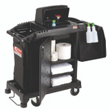 SUNCAST CORPORATION Commercial® HKCCH200 Compact Premium Housekeeping Cart, Plastic, 1 Shelf, 23.25" x 53.22" x 53.06", Black