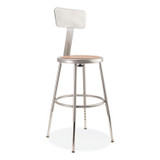 NATIONAL PUBLIC SEATING NPS® 6218HB 6200 Series 19" to 27" Height Adjustable Heavy Duty Stool with Backrest, Supports 500 lb, Brown Seat, Gray Back, Gray Base
