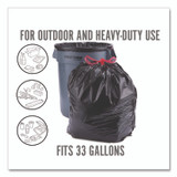 PERK 24377879 Drawstring Heavy-Duty Trash Bags, 33 gal, 1.1 mil, 37" x 33", Black, 30/Box