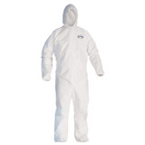 SMITH AND WESSON KleenGuard™ 46113 A30 Elastic Back and Cuff Hooded Coveralls, Large, White, 25/Carton