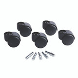 MASTER CASTER COMPANY 23618 Deluxe Futura Flush-Mount Hard-Wheel Casters, 0.44" x 0.88" Grip Ring Type B Stems, 2.19" Nylon Wheels, Matte Black, 5/Set