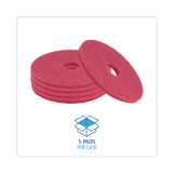 BOARDWALK 4016RED Buffing Floor Pads, 16" Diameter, Red, 5/Carton