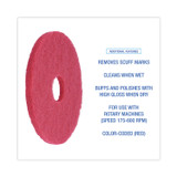 BOARDWALK 4016RED Buffing Floor Pads, 16" Diameter, Red, 5/Carton