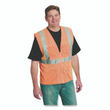 PROTECTIVE INDUSTRIAL PRODUCTS INC PIP 302MVGZ4PORL ANSI Class 2 Four Pocket Zipper Safety Vest, Polyester Mesh, Large, Hi-Viz Orange