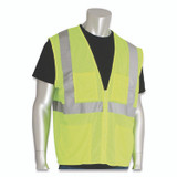 PROTECTIVE INDUSTRIAL PRODUCTS INC PIP MVGZ4PLY4X ANSI Class 2 Four Pocket Zipper Safety Vest, Polyester Mesh, 4X-Large, Hi-Viz Lime Yellow