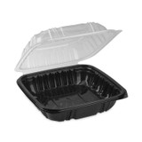 PACTIV EVERGREEN CORPORATION DC858100B000 EarthChoice Vented Dual Color Microwavable Hinged Lid Container, 38 oz, 8.5 x 8.5 x 3, Black/Clear, Plastic, 150/Carton