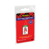 3M/COMMERCIAL TAPE DIV. Scotch™ LS853-5G Self-Sealing Laminating Pouches, 12.5 mil, 2.81" x 4.5", Gloss Clear, 5/Pack