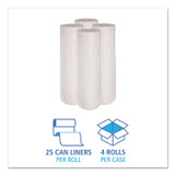 BOARDWALK 4046EXH Low-Density Waste Can Liners, 45 gal, 0.6 mil, 40" x 46", White, 25 Bags/Roll, 4 Rolls/Carton