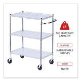 ALERA SW333018SR Three-Shelf Wire Cart with Liners, Metal, 3 Shelves, 600 lb Capacity, 34.21" x 18" x 40", Silver