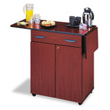 SAFCO PRODUCTS 8962MH Hospitality Cart with Drop Leaves, Engineered Wood, 3 Shelves, 1 Drawer, 32.5" to 56.25" x 20.5" x 38.75", Mahogany