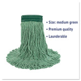 BOARDWALK 502GNCT Super Loop Wet Mop Head, Cotton/Synthetic Fiber, 5" Headband, Medium Size, Green, 12/Carton