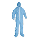 SMITH AND WESSON KleenGuard™ 45356 A65 Zipper Front Hood and Boot Flame-Resistant Coveralls, Elastic Wrist and Ankles, 3X-Large, Blue, 21/Carton