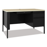 HIRSH INDUSTRIES SPACE SOLUTIONS 24344 Teachers Pedestal Desks, One Right-Hand Pedestal: Box/File Drawers, 48" x 30" x 29.5", Maple/Black