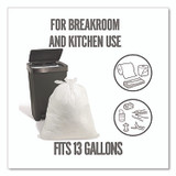 PERK 24377881 Tab-Tie Tall Kitchen Trash Bags, Tie-Flap, 13 gal, 28" x 24", White, 80/Box