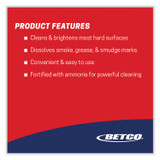BETCO CORPORATION 1081200 Deep Blue Glass and Surface Cleaner, Ammonia Scent, 32 oz Bottle, 12/Carton