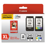 INNOVERA Canon® 8278B005 8278B005 (PG-245XL/CL-246XL) Ink/Paper Combo, 180/300 Page-Yield, Black/Tri-Color